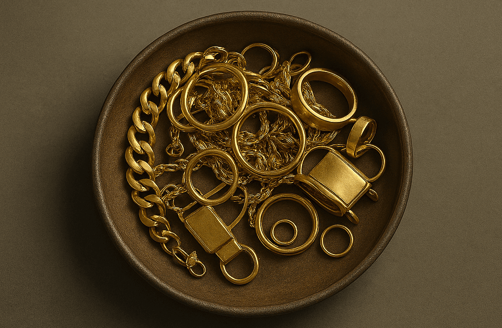 Goldschmuck in einer Schale